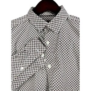 Kenneth Cole New York Slim Fit Button Down Shirt Men Size Medium Geometric Print